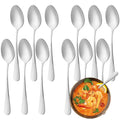 12 Pcs Dinner Spoons Set, Food-Grade Stainless Steel Tablespoons, Durable Metal Table Spoon, Cutlery Soup Spoons Silverware for Home, Kitchen or Restaurant, Mirror Polished, Dishwasher Safe - 7 Inch