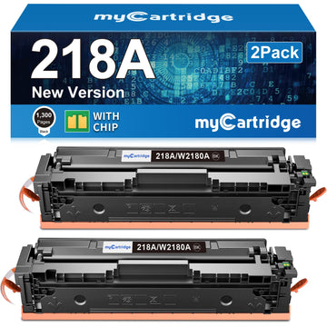 218A W2180A Black Toner Cartridges 2 Pack High Yield (with Chip) Compatible Replacement for HP 218A 218X for Color LaserJet Pro 3201dw MFP 3301fdw 3301cdw 3301sdw Printer Ink W2180A W2180X