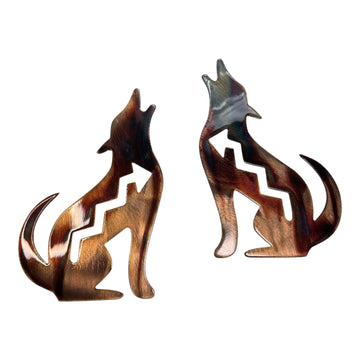 HG Artworks Arizona Howling Coyote Wall Art - 10" - Copper Mirrored Pair