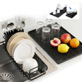 Expandable & Collapsible Dish Drying Rack for Over The Sink and in Sink, Stainless Steel with Silicone Drip Tray, Space Saving Adjustable Dish Rack for Small Kitchen, Apartment & RV