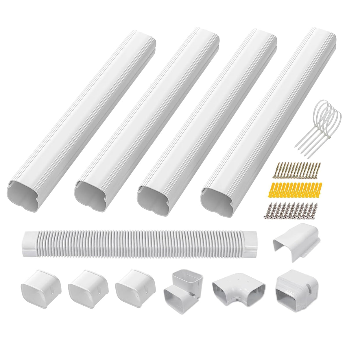 3'' 17 Ft Mini Split Line Set Cover, Decorative PVC Pipe Cover, Outside Line Set Cover Kit for Mini Split Air Conditioner, Heat Pump and Central AC