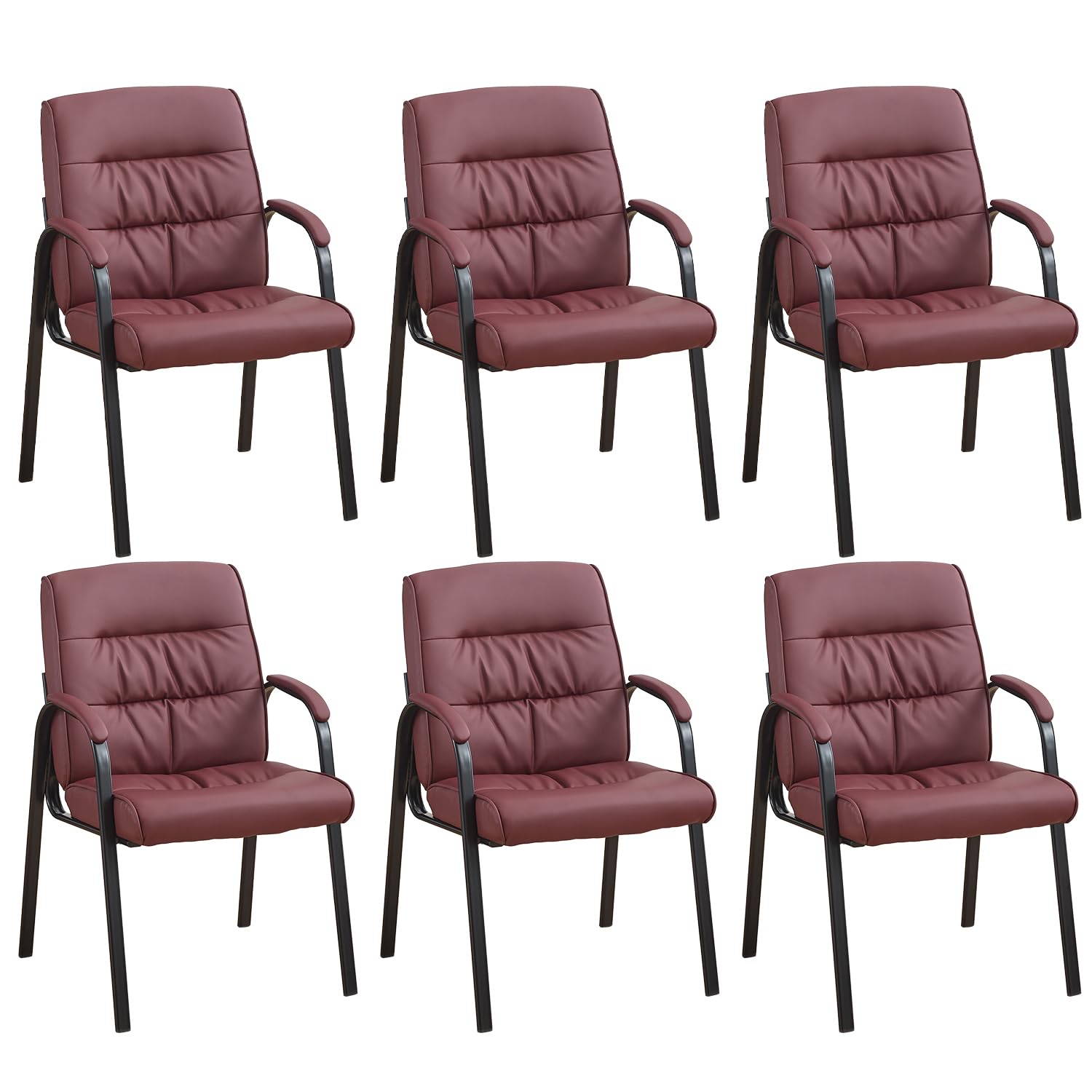 Boiskom Office Guest Reception Chair Set of 6, Conference Room Chairs Waiting Room Chairs 6 Pack, Modern Leather Office Desk Chair No Wheels.