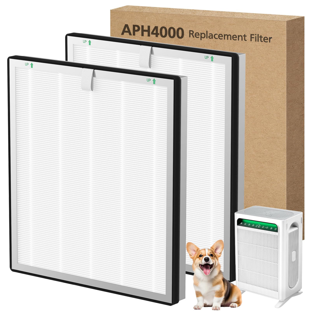 APH4000 Replacement Filter for KNKA, 2-Pack HEPA & Activated Carbon Filter Replacement Compatibility With KNKA APH4000 Air Purifier - Replaces Part #APH4000LX