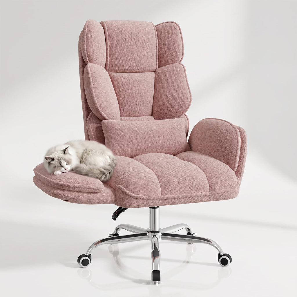 Daluvenix Big and Tall Office Chair, Flip Armrests with Side Pockets, Comfy Criss Cross Office Chair with Extra-wide Plush Seat, 150° Reclining