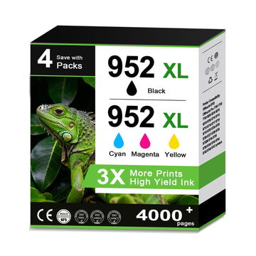 952 952XL 8710 Ink Cartridges for HP 952 XL 952XL Ink Cartridges Combo Pack Work with HP Printer Officejet Pro 8710 7740 8720 8702 8210 8715 8730 7720 8740 Printer Black Cyan Magenta Yellow (4 Pack)