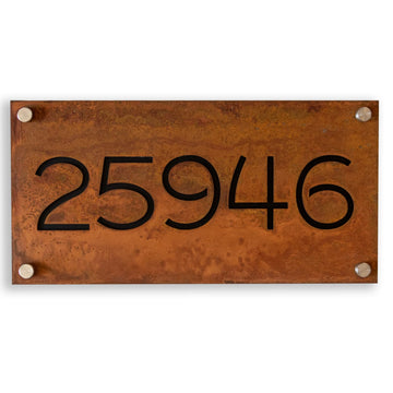 Custom Rusted Iron House Number Sign, Personalized Outdoor Address Plaque