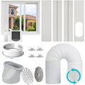 Portable Air Conditioner Window Vent Kit with 5.9” Exhaust Hose & Round AC Unit Coupler, Universal AC Vent Kit with Adapter, Adjustable Window Seal Kit for Sliding Window