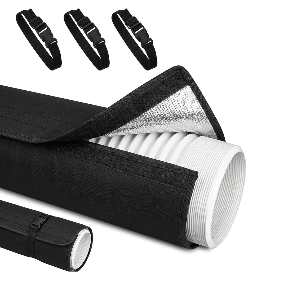 Portable AC Hose Insulation Sleeve, Air Condition Portable Insulated Hose Cover Wrap Fit for 5" & 5.9" Diameter Exhaust Hose, Lightweight & Easy Installation with 3 x Buckle Straps (1)