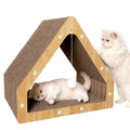 Cat Scratcher House with Hanging Ball - Cozy Corrugated Cardboard Cat Scratching Pad for Indoor Cats/Kittens, Stable Structure & Eco-Friendly