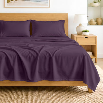 SGI bedding 100% Egyptian Cotton Sheets King Size – 600 Thread Count Sheets Set, Soft, Cooling, 15" Deep Pocket, Luxury Hotel Bedding, Breathable, Durable - Plum