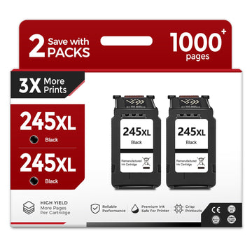 245XL Black Ink Cartridge Replacement for Canon PG 245 XL (2 Pack) Work with Cannon Pixma MX490 MX492 MG2522 TR4520 TR4500 TS3122 TS3322 MG2520 MG2500 MG3022 TS3320 TR4522 TS3300 MG2922 Printer