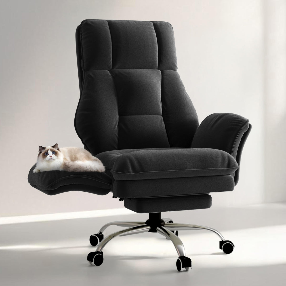 Big and Tall Office Chair, Flip Armrests for Pets & Cross Legged Sitting, Large, Black