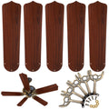 Yaocom 10 Pack 20.47" Ceiling Fan Replacement Blades and Blade Arms Kit for 52 inch Ceiling Fan, 5 Blades and 5 Blade Arms with Mounting Hardware for Bedroom Living Room(Pointed Toe,Chestnut Brown)