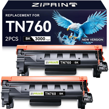 TN760 Toner Compatible with Brother MFC-L2710DW DCP-L2550DW HL-L2395DW | 2-Pack Black Toner, 3000 Pages Each, Smart Chip, Easy Install, Fits MFC-L2717DW,Flawless Deep Prints for Home Office Printing