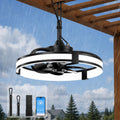 Ausic Outdoor Ceiling Fan with Light, 20" Waterproof Outdoor Gazebo Fan for Patios, Plug in Caged Hanging Fan with Remote Control Smart App 3CCT 6-Speeds for Garage, Porch, Deck, Pergola