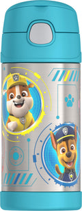 THERMOS FUNTAINER Water Bottle with Straw - 12 Ounce - Kids Stainless Steel Vacuum Insulated Water Bottle with Lid, Paw Patrol Blue