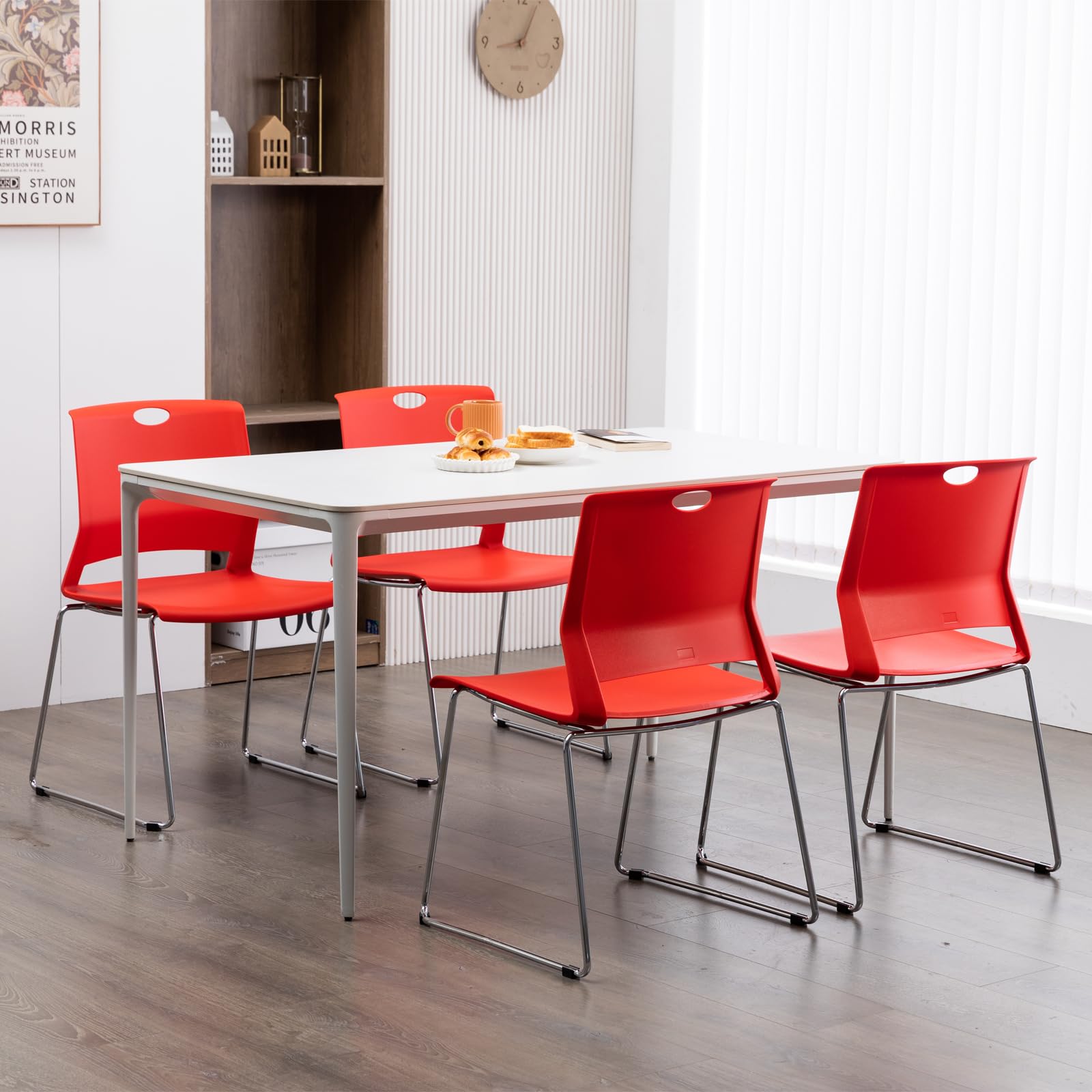 Sidanli Red Stacking Chairs-set of 4, W22*D21*H32 INCH