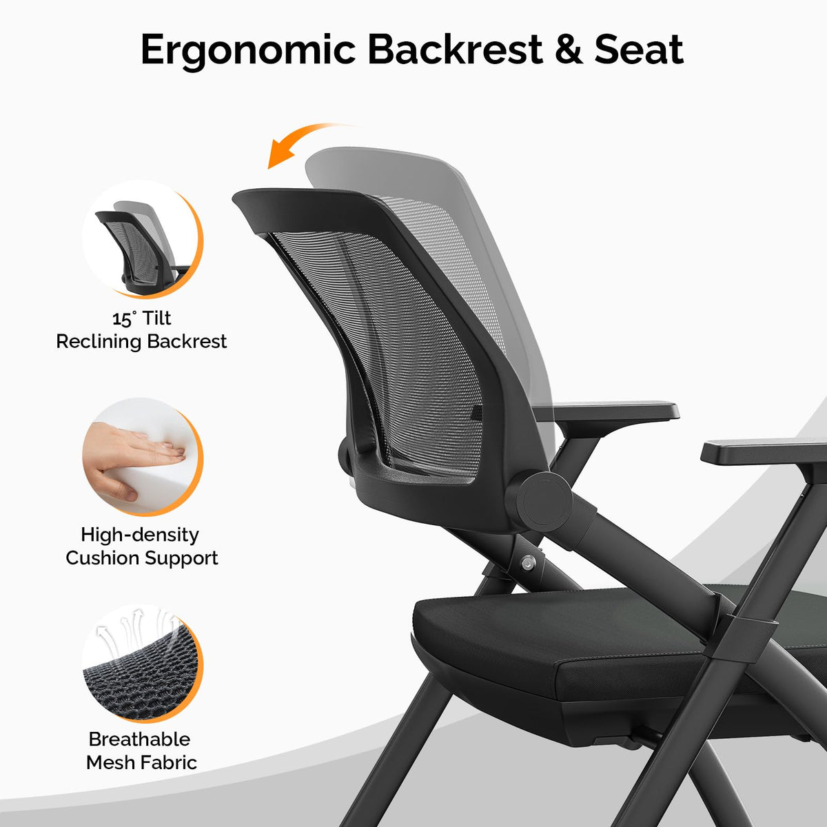 Vingli 6 Pack Stackable Conference Room Chairs with Wheels, Folding Office Chair with Rebound Back, Padded Seat for Training Room, Guest,