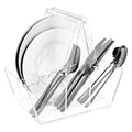 Scalloped Silverware Organizer. Acrylic Utensil Caddy.Heavy-Duty Countertop Cutlery Holder for Spoons,Forks,Knives, Napkins,Plates Space-Saving Countertop Cutlery Caddy - Picnic Party Essential