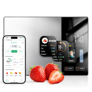 Calaytaly Food Scale with Nutritional Calculator, Smart Digital Food Scale for Kitchen Tracks Calorie & Macro, Gram & Ounce Kitchen Scale for Weight Loss with Bluetooth Free App, 11lb/1g, TFT Display