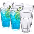 Amazing Abby - Affinity - 28-Ounce Plastic Tumblers (Set of 6), Plastic Drinking Glasses, All-Clear Reusable Cups, Stackable, BPA-Free, Shatter-Proof, Dishwasher-Safe