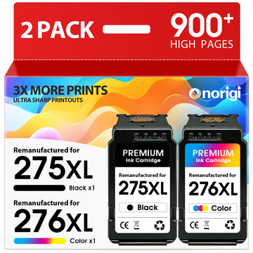 PG-275XL CL-276XL High Yield Ink Cartridge Replacement for Canon 275 and 276 Ink Cartridges PG275 CL276 275XL 276XL for PIXMA TR4722 TR4720 TR4700 TS3522 TS3520 TS3722 TS3720 Printer (2-Pack)