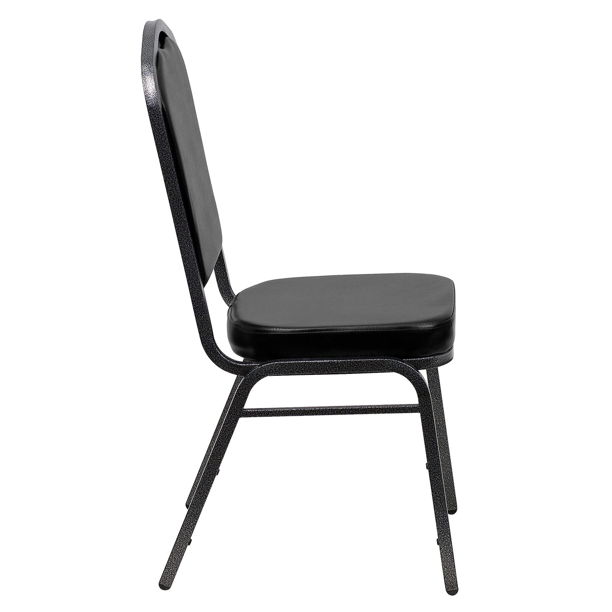 Flash Furniture Hercules Crown Back Stackable Banquet Chair, Silver, 4-pack, Set of 4, Black Vinyl/silver Vein Frame