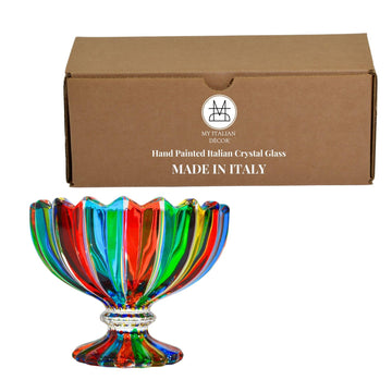 MY ITALIAN DÉCOR - Parade Multi-Color Crystal Pedestal Bowl, 1-Pack, Small