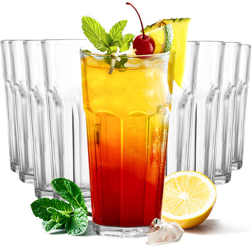 Etolies Highball Drinking Glasses Set of 9, Water Glasses 16 oz,Iced Tea Glasses for Water, Juice, Cocktails,Milkshake,Coke,Soda,Beverages. Heavy Base Tumbler,Kitchen and Bar Glassware