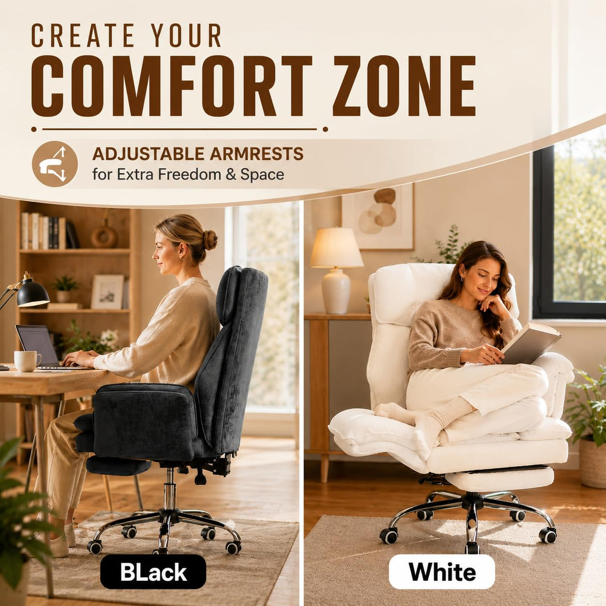 Homzolva Big and Tall Office Chair with Footrest & Flip Armrests, Grey