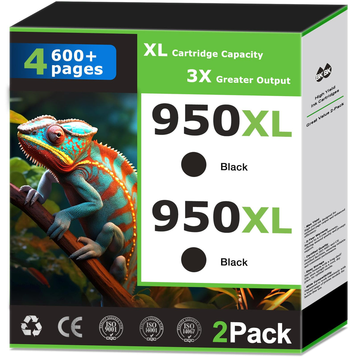 950XL Black Ink Cartridges Compatible for HP 950 Black Ink Cartridges Combo Pack Work with HP Printer OfficeJet Pro 8600 8610 8620 8100 8630 8625 8640 8660 8110 251dw 271dw 276dw Printer Ink (2 Pack)