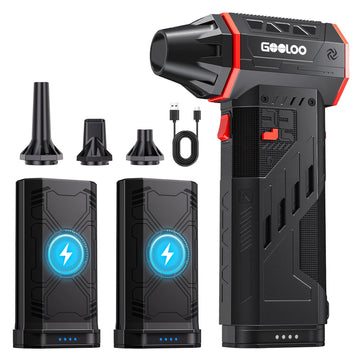 GOOLOO F5 Compressed Air Duster, Dual Removable Batteries, 180,000RPM Electric Air Duster, 3-Gear Adjustable Mini Handheld Leaf Air Blower Cordless for Car Detailing, PC, Keyboard, Snow Cleaning