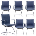 Dm Furniture Office Desk Chair No Wheels Set of 6 Pu Leather Computer Chairs Mid Back Guest Chairs for School Reception Conference Waiting
