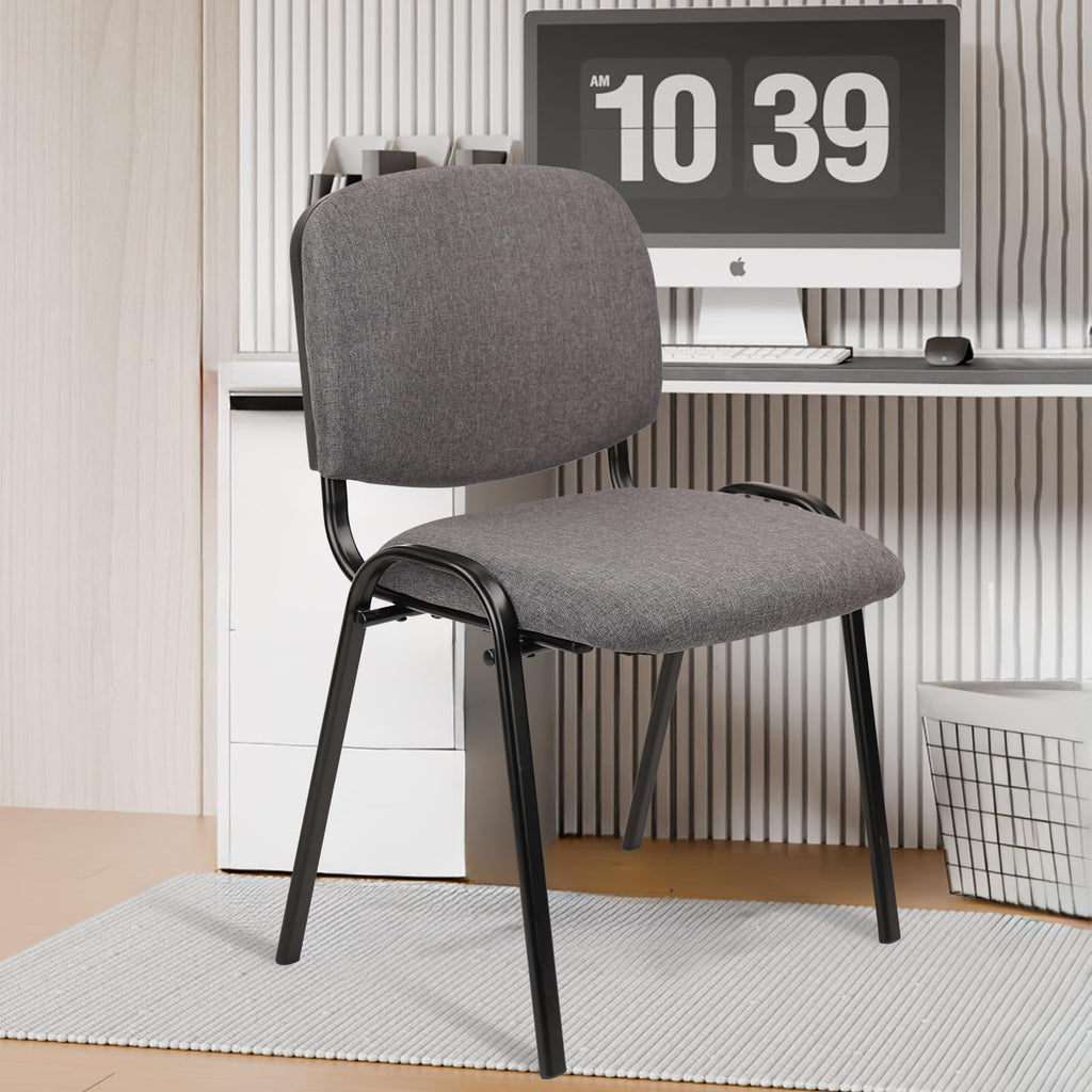 Clatina Set of 5 Pack Waiting Room Chair Fabric Grey Stackable Chairs Metal Frame with Thickened Seat Back Cushion for Waiting Conference Room