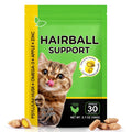 Cat Hairball Support Treats with Psyllium Husk & Omega-3, Chicken Flavor Soft & Crunchy Bites for Ingested Hair Elimination, Digestive & Skin Health, 3.7 oz (100g)