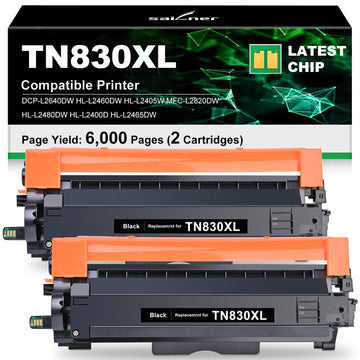 SAILNER Compatible Toner Cartridge Replacement for Brother TN830XL TN-830XL TN-830 Toner, Compatible with DCP-L2640DW HL-L2405W HL-L2460DW HL-L2480DW MFC-L2820DW HL-L2400D Printer (2 Black)