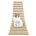 40in Cat Climbing Ladder & Bridge - Multi-Functional DIY Cat Wall Furniture with Sisal Rope for Indoor/Outdoor Cats, Parrots, and Small Pets (Wood Tone, L-40in)