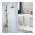 Shower System, Gold Bathroom Shower Faucet Set Brass Shower Fixtures Retro Shower Combo Set 3 Function Shower Kit with Rain Shower Head, Handheld Shower Head, Swivel Bathtub Faucet