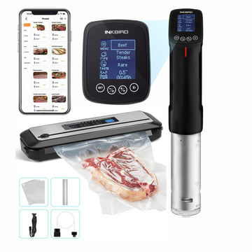 INKBIRD WIFI Sous Vide Cooker Bundle with Vacuum Sealer Machine | 1000W Sous-Vide Cooker Immersion Circulator with 14 Preset Recipes on APP and Thermal Immersion with Timer