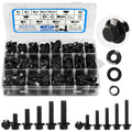 Besitu 280Pcs Metric Flange Bolt Assortment, M6x1.0, M8x1.25, M10x1.5 (12mm to 30mm) Assorted Hex Bolts and Nuts Washers Kit for Automotive, 10.9 Black Zinc Galvanized