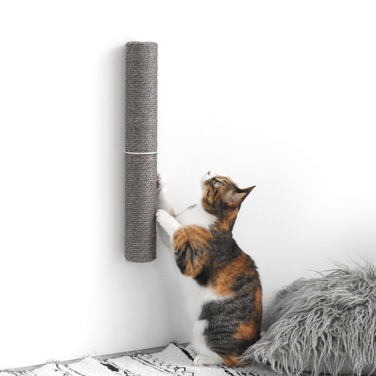 xympo 18" Compact Wall Mounted Cat Scratcher, Sisal Scratching Post - Grey