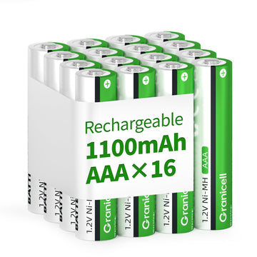 Granicell AAA Rechargeable Batteries 1100 mAh High Capacity 1300 Cycle,1.2V NiMH Low Self Discharge Triple AAA Battery,16 Pack