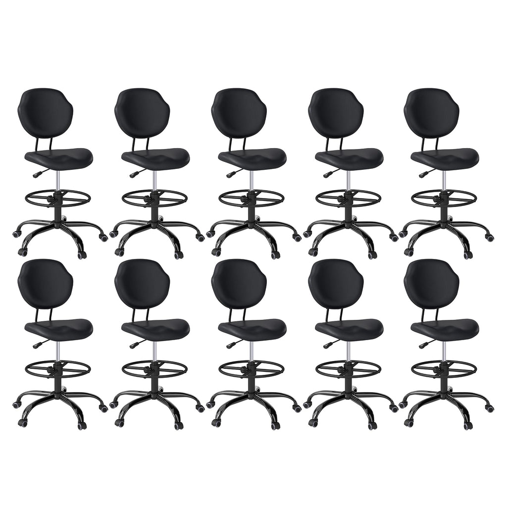 Drafting Chair with Back Support, Tall Desk Rolling Stool(black, Set of 10), 10PK