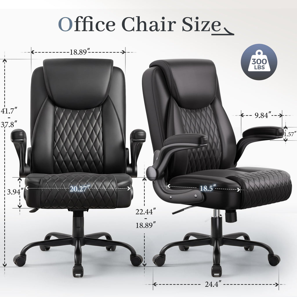 Gtpoffice Executive Office Chair with Comfortable Lumbar Support, Ergonomic Gaming Chair with Flip-up Armrests & Zoned Pressure-relief Cushion,