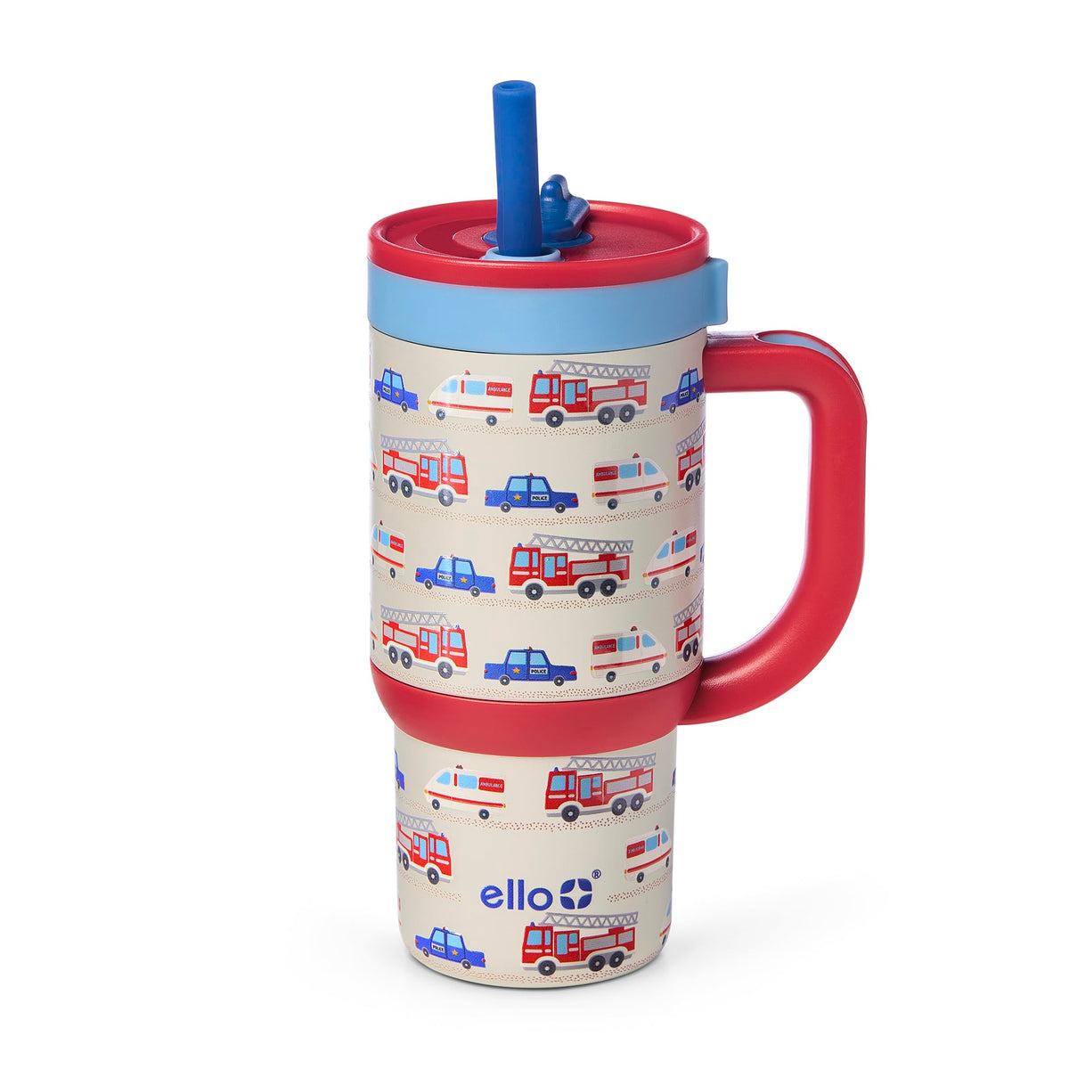 Ello Oasis 14oz Stainless Steel Toddler Tumbler with Handle & Retracting Straw, 100% Leakproof, Double-Wall Vacuum Insulated, Kids Water Bottle for School, BPA Free, Dishwasher Safe, To The Rescue