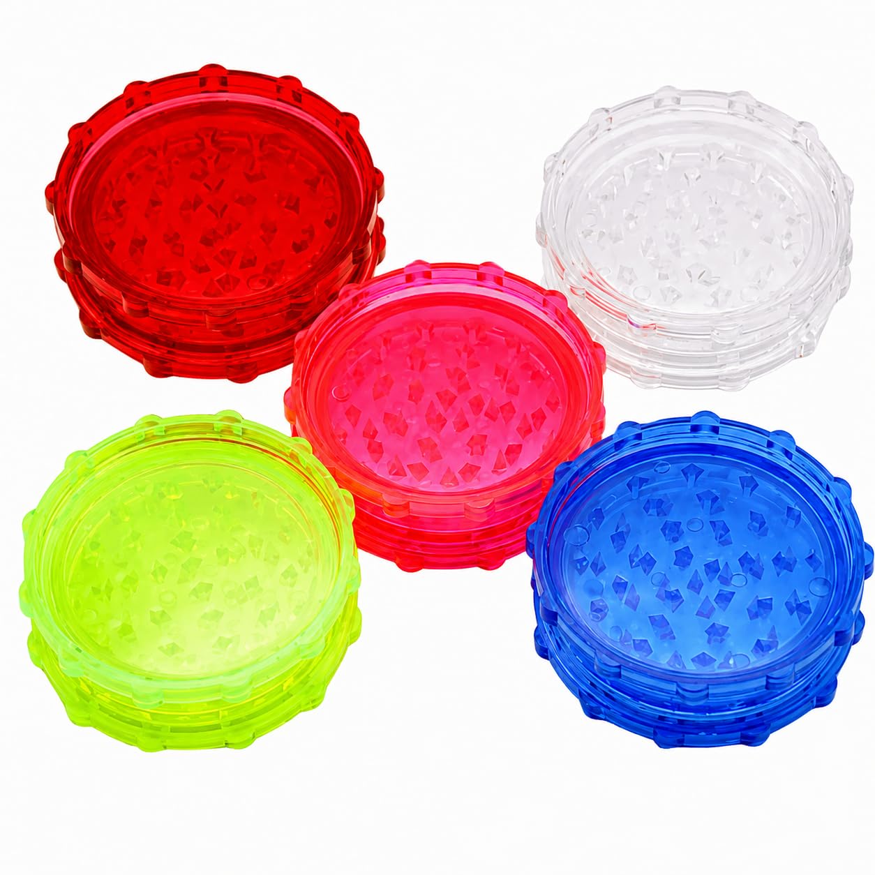 IGS Herb Grinder 5-Pack – 3 Inch Plastic Spice Grinder Set with Storage, Safe Portable Multicolor Herbal Grinders for Kitchen, Travel, Coffee, Food, Pepper, Spices, and Tea