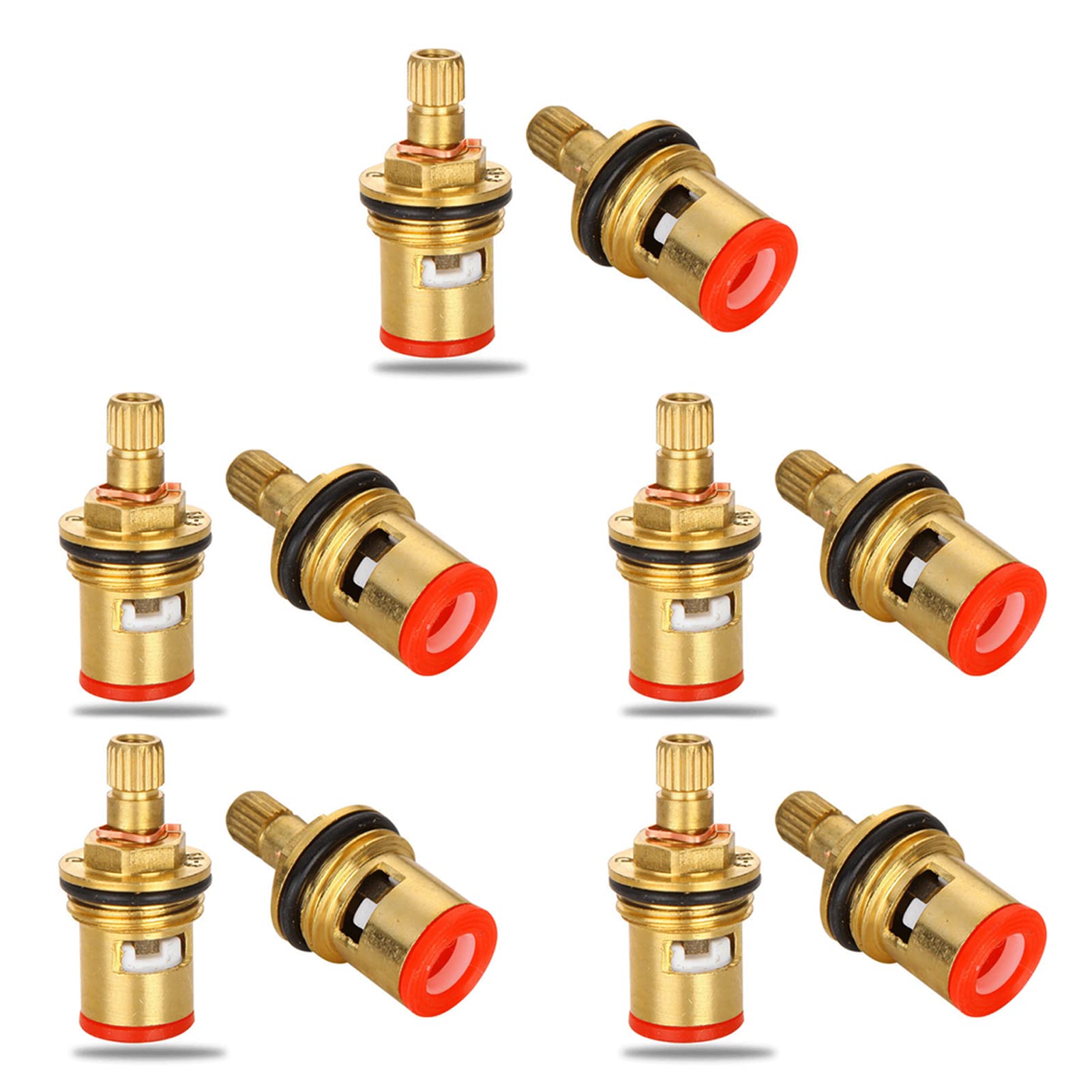 Brass Bathroom Sink Faucet Valve Core Stem,10Pcs Hot and Cold Ceramic Disc Stem Valve Repair Bathroom Cartridge Replacement, Faucet Water Tap Accessory Kit for Kitchen,Basin, Washing Machine Taps