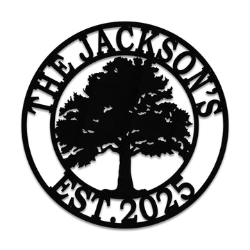 Tree of Life, Oak Tree Family Monogram, Personalized Wall Art, Split Letter Monogram Custom Metal Signs, Metal Wall Decor, Last Name Sign, Family Name Sign, Dad Gift,