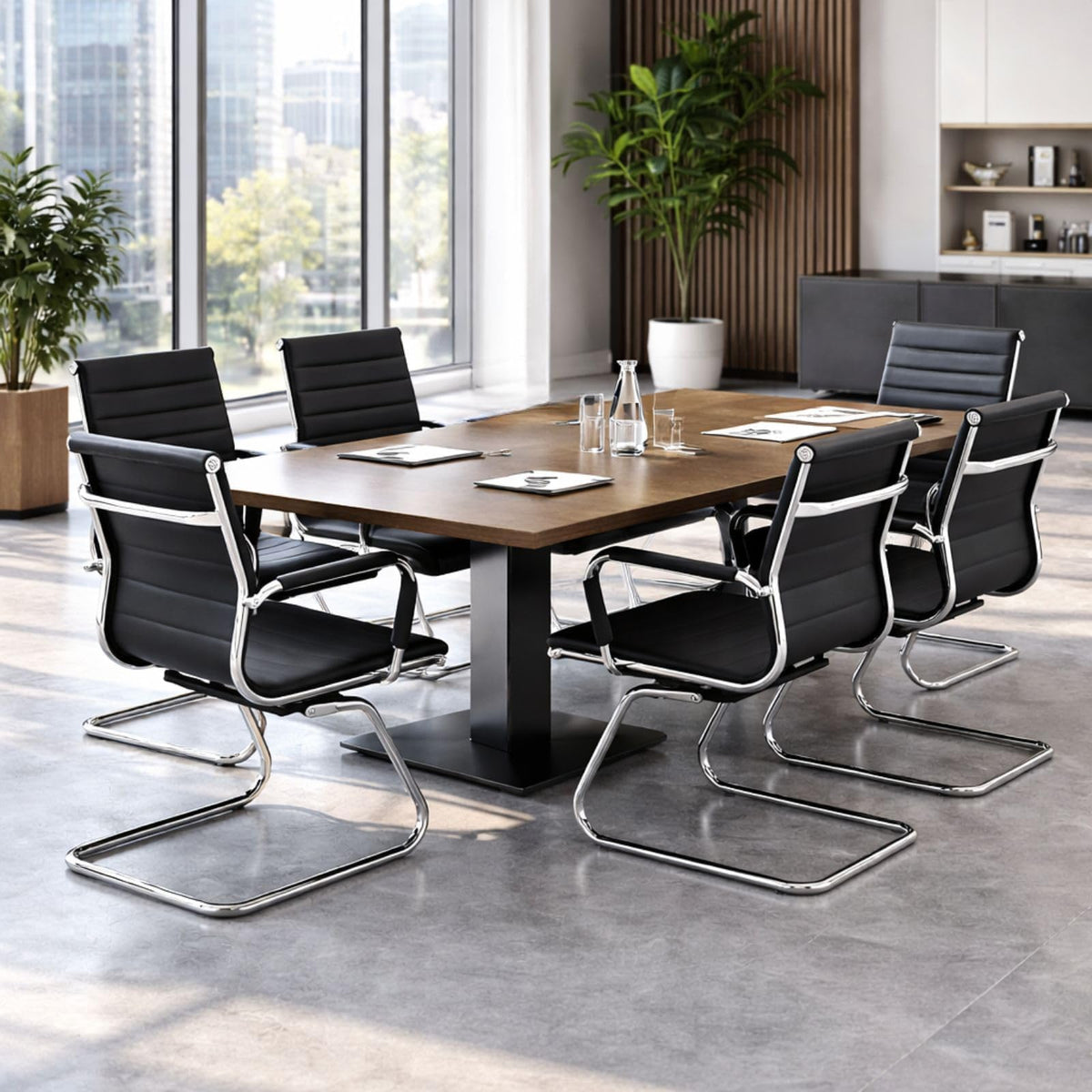 Dm Furniture Conference Room Chairs Set of 2, Waiting Room Chairs with Arms, Faux Leather Reception Chairs No Wheels, Office Guest Chairs with