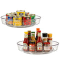 2 Pack Lazy Susan 10 inch Turntable for Spice Organization | Clear BPA-Free Plastic Rotating Organizer for Kitchen Cabinet, Pantry, Countertop, Fridge | 360-Degree Rotating Base